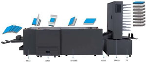 SR410|Sistema de encuadernaci&oacute;n autom&aacute;tica SR412 para producci&oacute;n de folletos de gran volumen | Un solo paso para clasificar, grapar y doblar el corte por 3 lados en folletos | L&iacute;nea de costura modular