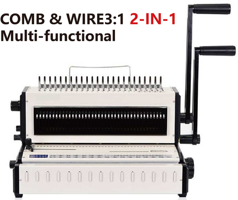 CW2016 M&aacute;quina de encuadernaci&oacute;n con peine y alambre 2 en 1 para documentos F4, A4, B5, Carta y A5
